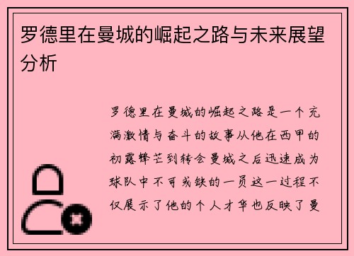 罗德里在曼城的崛起之路与未来展望分析